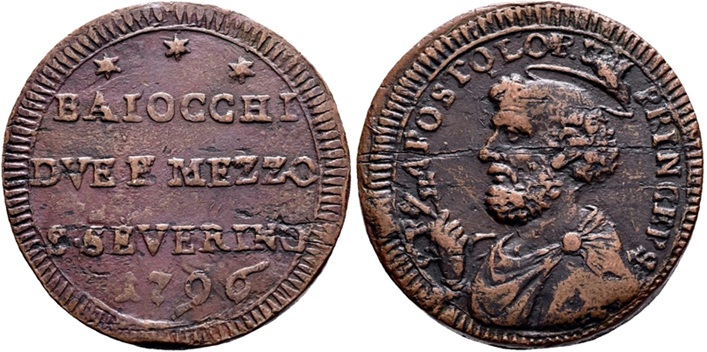 Pius VI 1796 Sampietrino